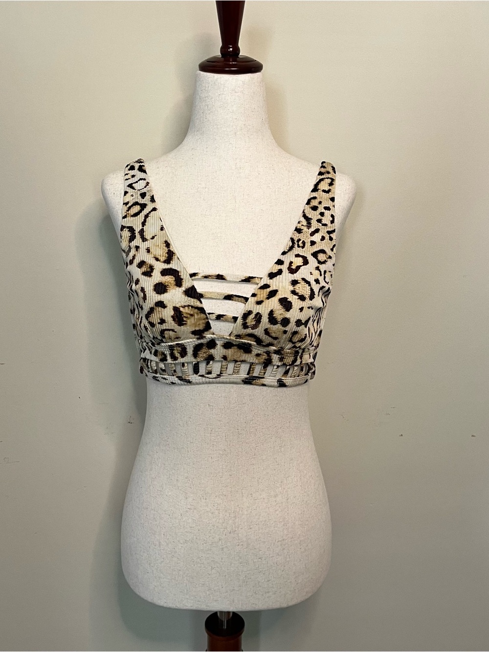 Leopard Print Strappy Bralette type top - Cream/Tan